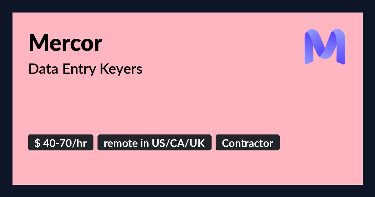 Data Entry Keyers at Mercor - Benture