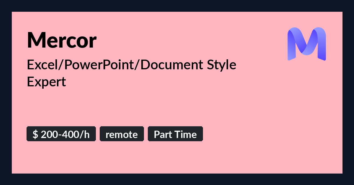 Excel/PowerPoint/Document Style Expert at Mercor - Benture