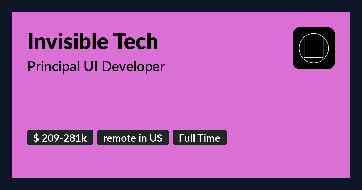 Principal UI Developer at Invisible Tech - Benture