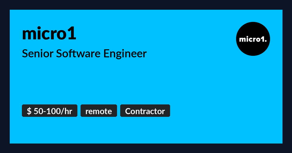 Senior Software Engineer at micro1 - Benture