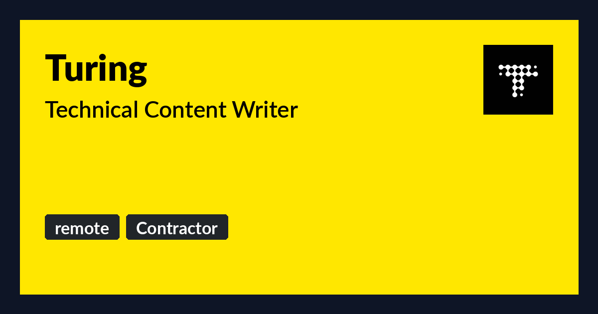 Technical Content Writer at Turing - Benture